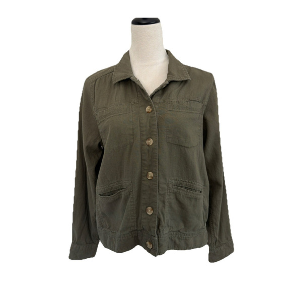 Lucky Brand Jackets & Blazers - Lucky Brand Jacket Shacket Women’s Medium Olive Green Linen Blend Button Front